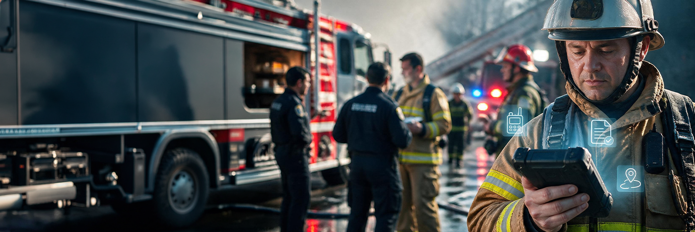 Emergency Services workers using frontline technology